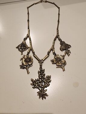 RARE RETIRED Vintage Jeep Collins Signed Texas Wildflower Statement Necklace